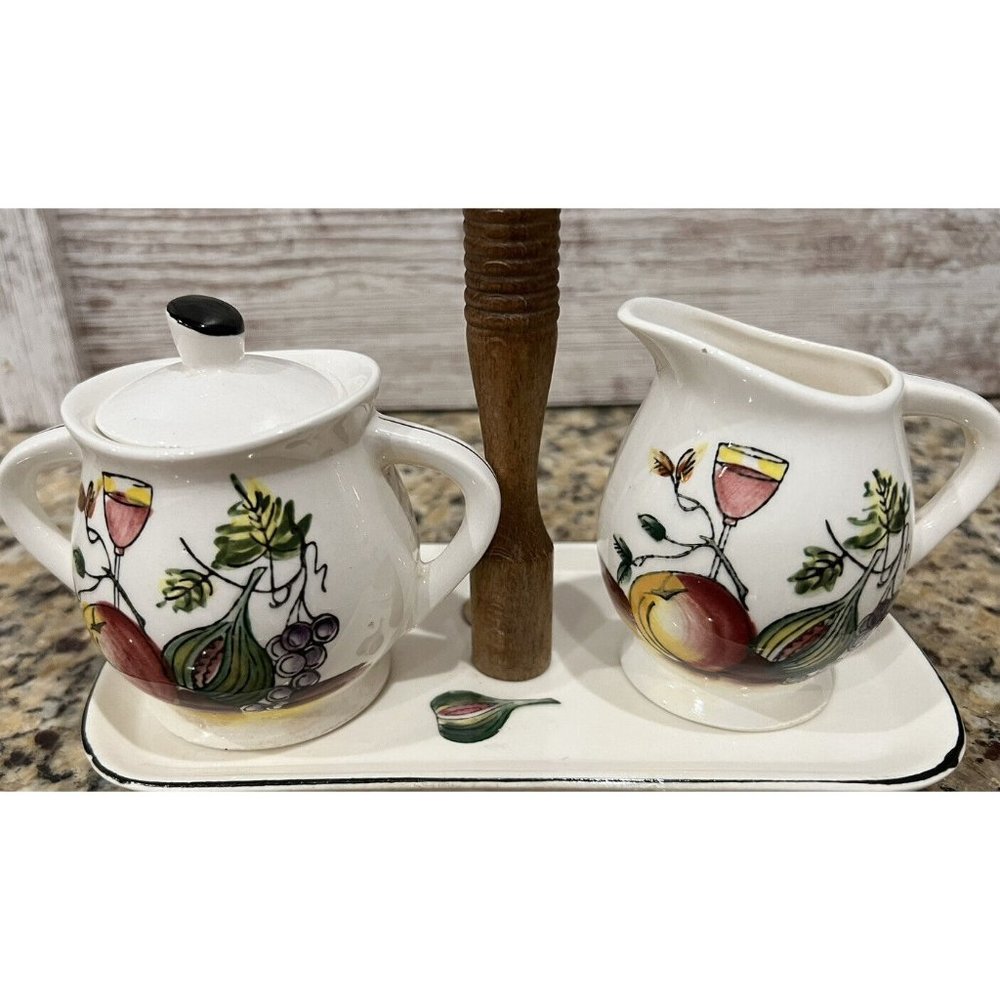 Vintage Napco Sugar & Creamer On Tray Made In Japan